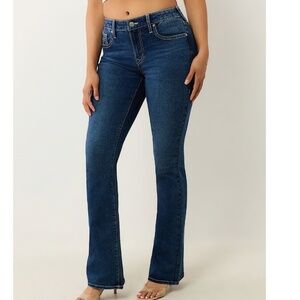 True Religion Becca Mid Rise Bootcut Jeans Women’s Size 31 Blue Denim Stretch